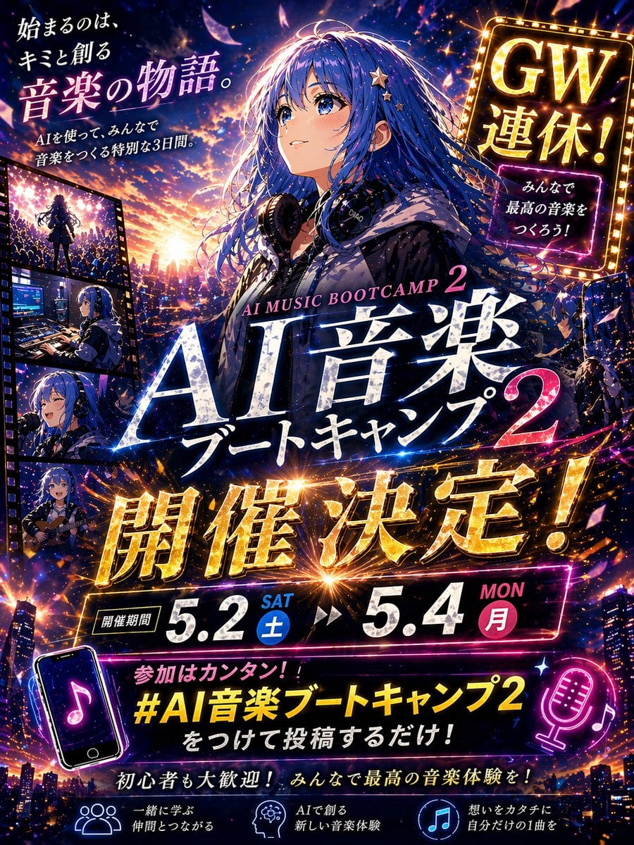 Gpt2 Youtube Thumbnail Anime Music Bootcamp Promo Poster