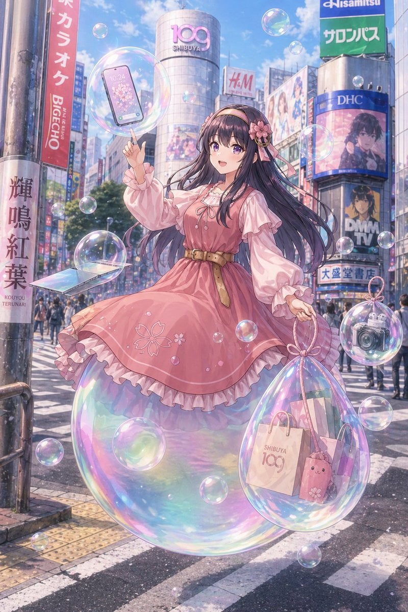 Gpt2 Comic Storyboard Dreamy Shibuya Bubble Girl