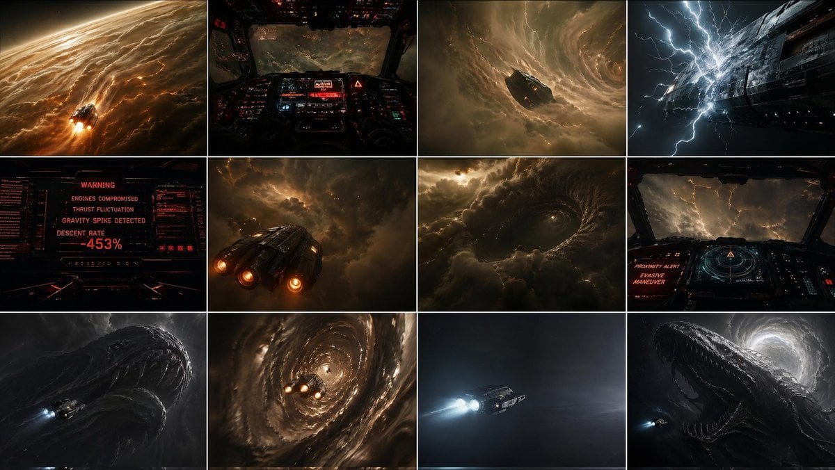 Gpt2 Comic Storyboard Gas Giant Descent Storyboard