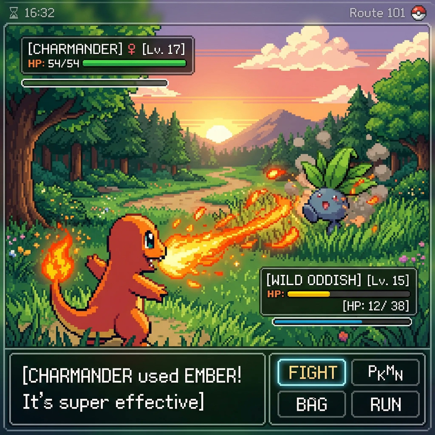 Classic Gameboy Pokemon Style Pixel Art