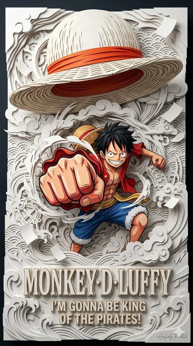 Master Papercraft Shadow Box — Anime Hero Emerging from Paper Waves