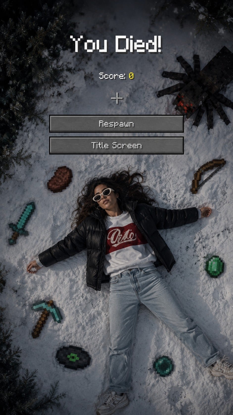 Minecraft You Died Winter Death Screen