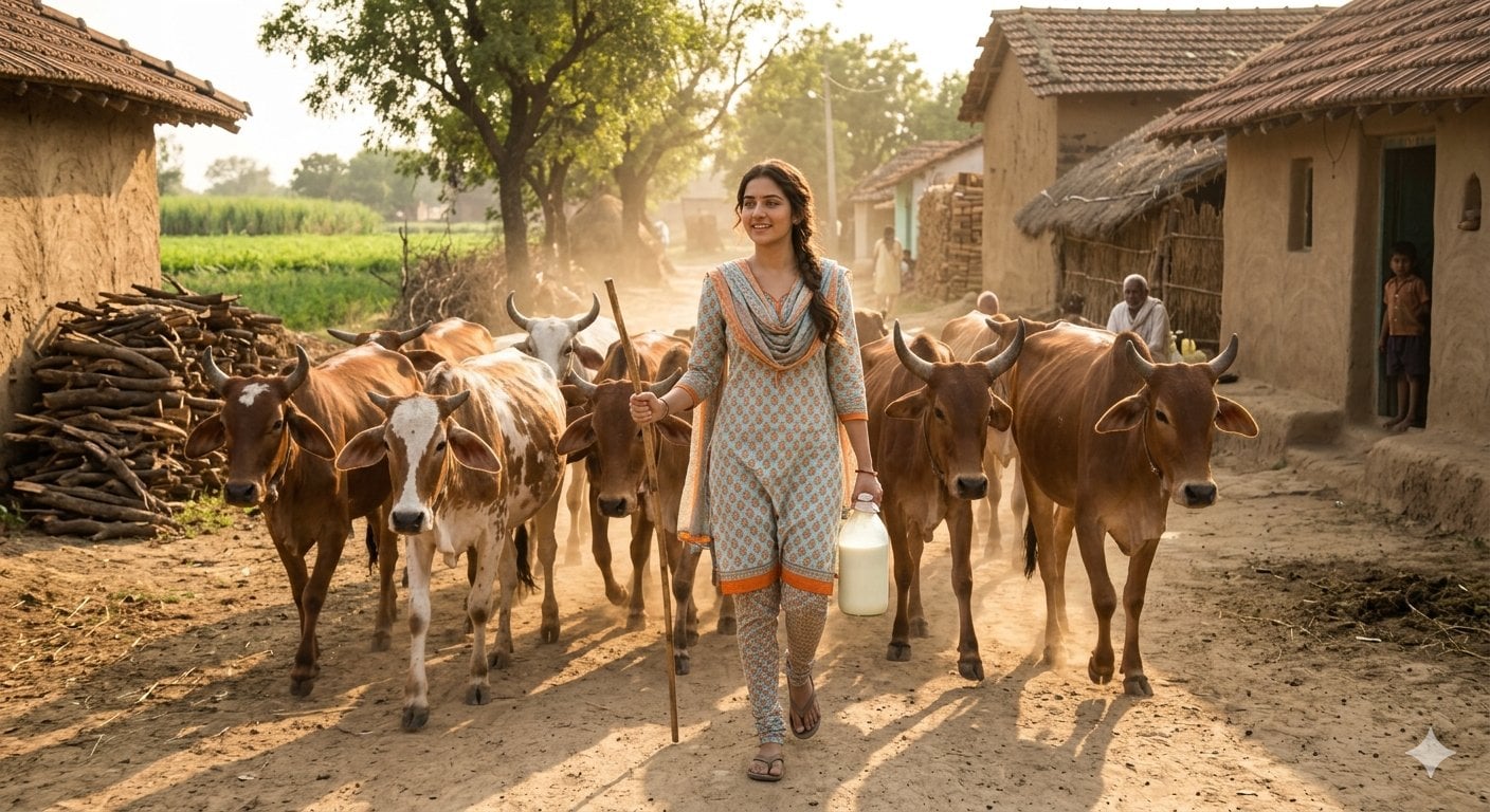 Indian Village Cattle Herding — Nano Banana