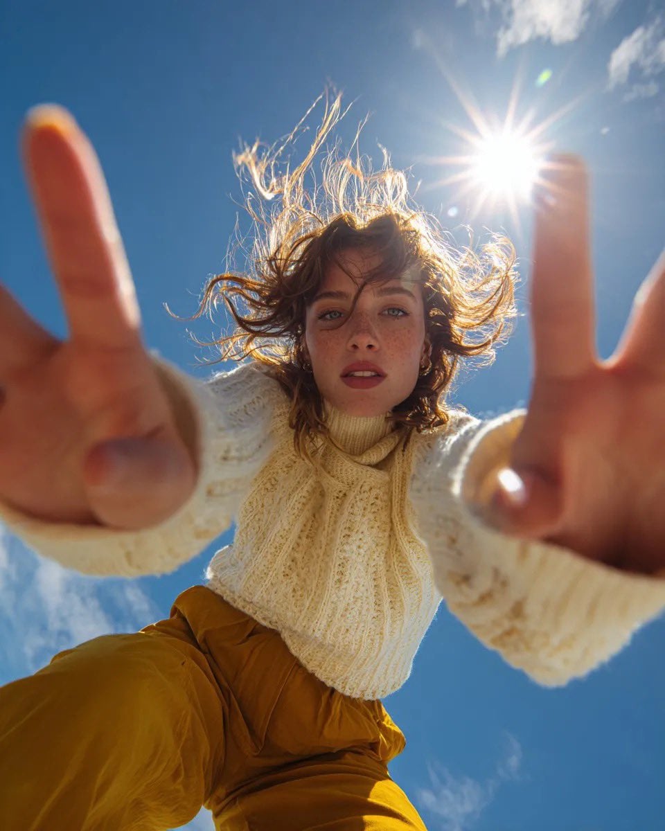 Ultra Wide Low-Angle Portrait — Sairah (Nano Banana)