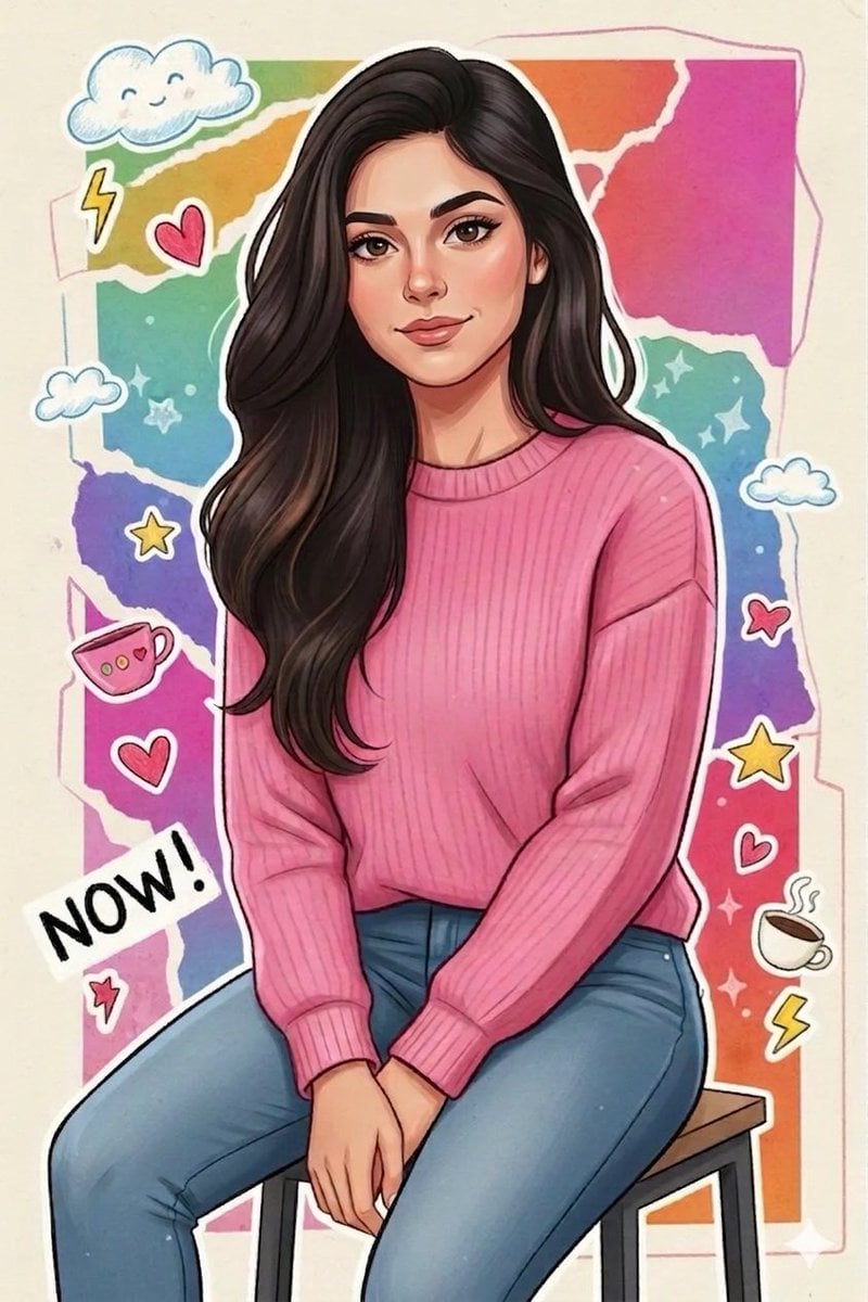 Sticker Art Style - Rainbow Girl