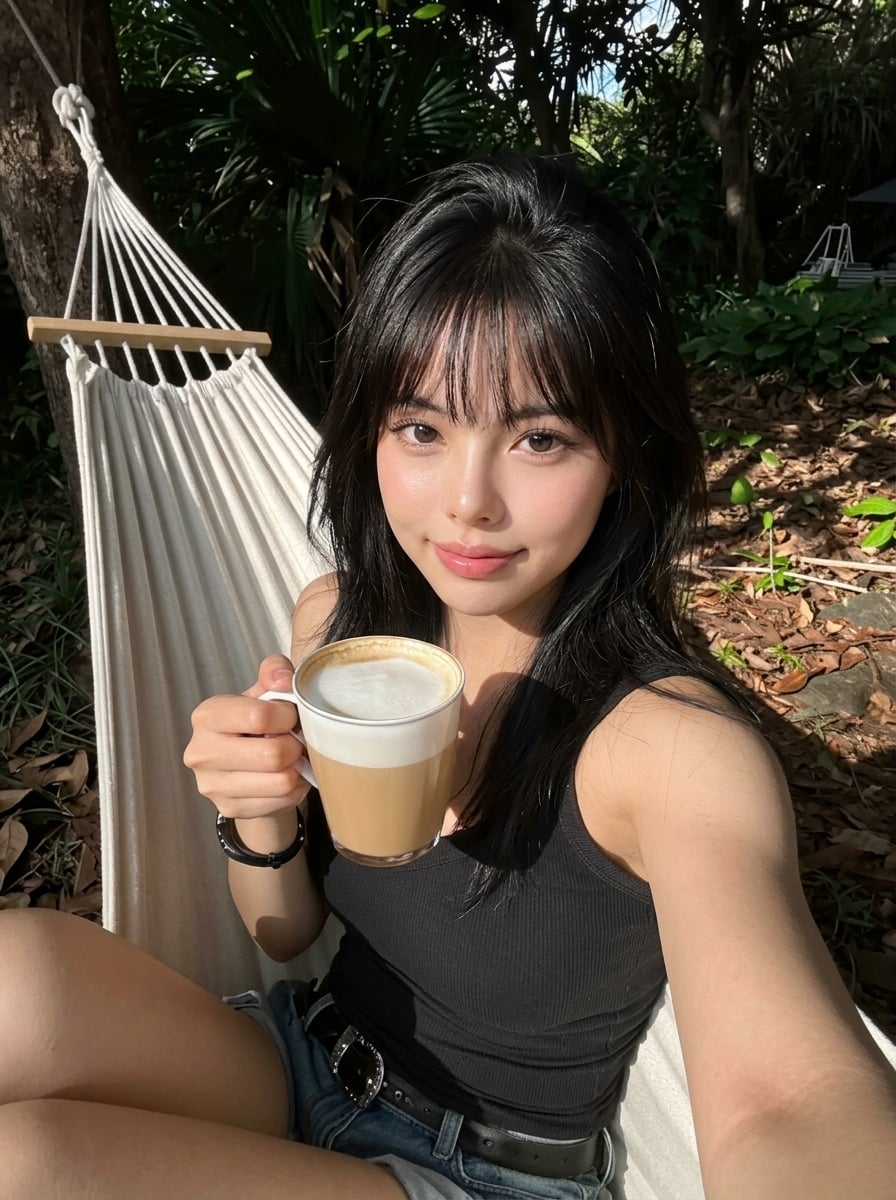 Tropical Hammock Latte — Nano Banana iPhone Style