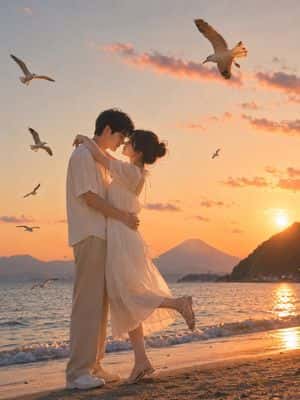 Romantic Zushi Beach Sunset Couple preview