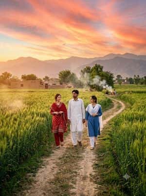 Rural Sunset Portrait of Pakistani Man and Women preview