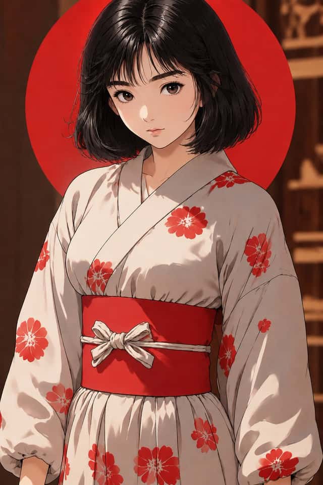 Anime Yukata Portrait with Red Sun Disk preview