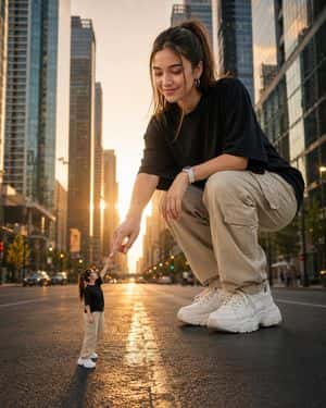 Giant Woman Forced Perspective Street Photo preview
