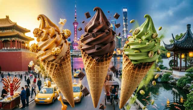 Hyper-Realistic Vertical Full-Body Ice Cream Cone Ad preview