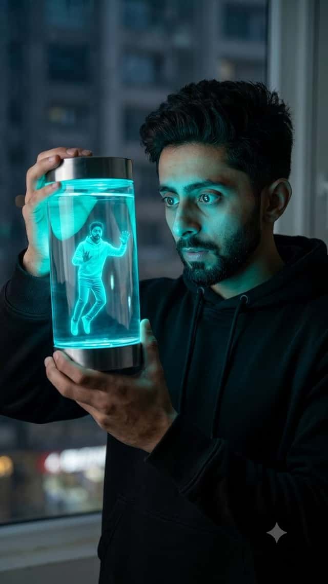 Cinematic Chiaroscuro Man with Miniature Self preview