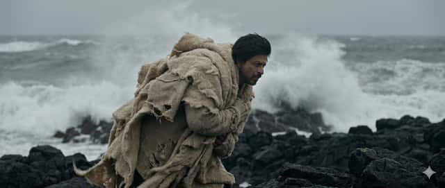 Wide shot, subject acts as an anchor against a raging wind preview