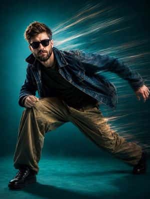 Dynamic Teal Streetwear Action Shot preview