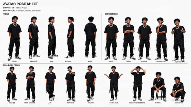 Avatar Character Pose Sheet preview