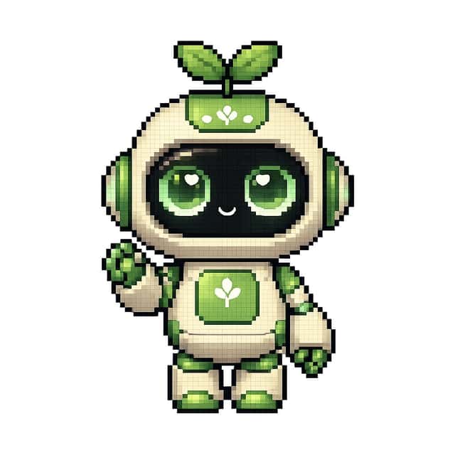 Cute Eco Robot Pixel Art Mascot preview
