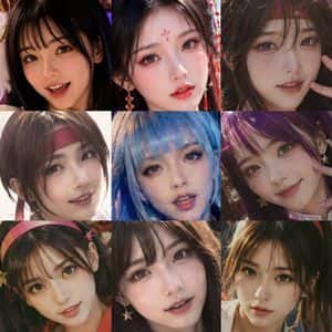 Nine-Panel AI Beauty Face Collage preview