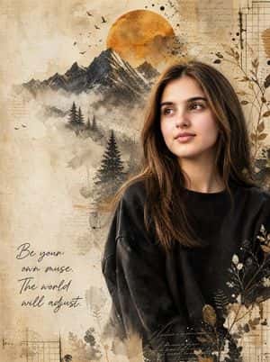 Vintage Mixed-Media Muse Portrait preview