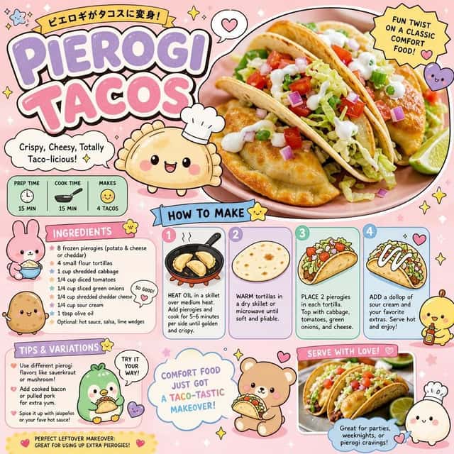 Kawaii Pierogi Tacos Recipe Poster preview