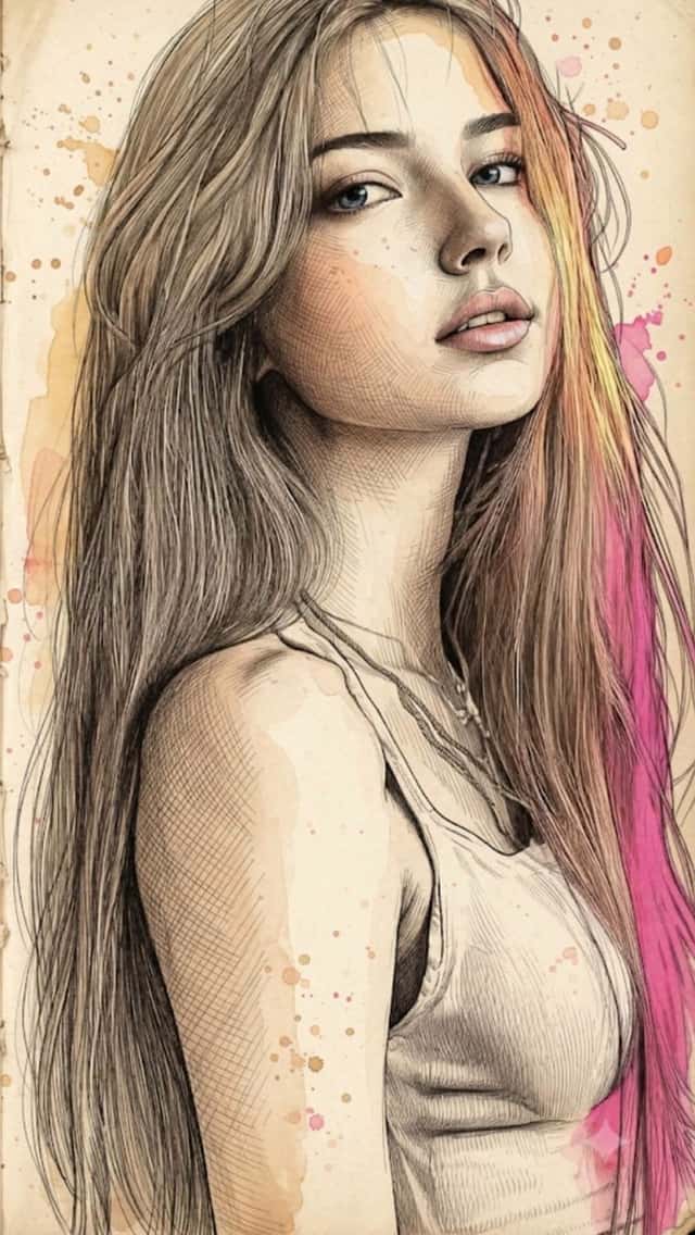 Fine Art Mixed-Media Portrait Illustration preview