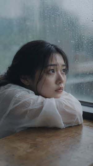 Japanese Woman in Rain Portrait preview