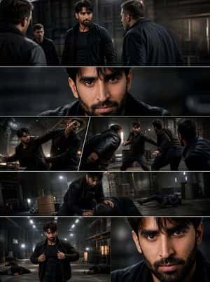 Cinematic Warehouse Fight Storyboard preview