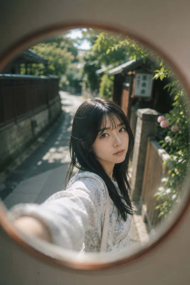 Woman in a Curve Mirror Reflection preview