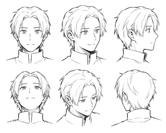 Manga Male Hairstyle Reference Sheet preview