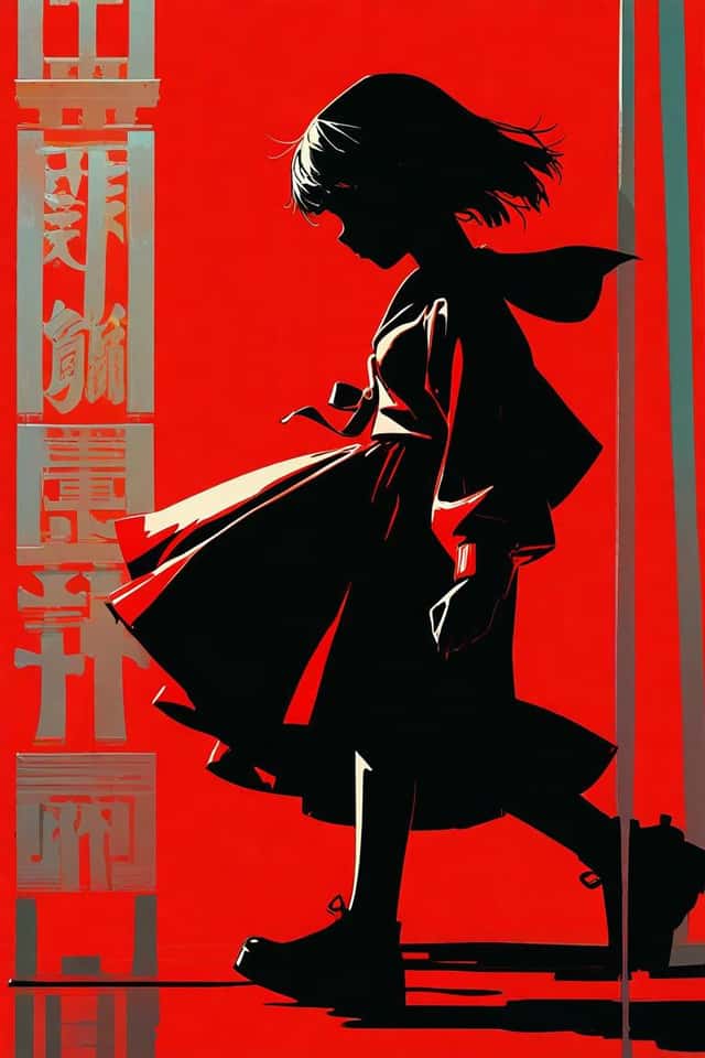 Red Anime Silhouette Poster preview