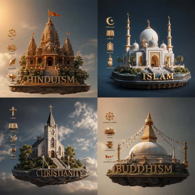 Four Religions Diorama Infographic preview