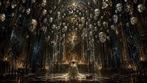 Surreal Gothic Hall with Floating Masks preview