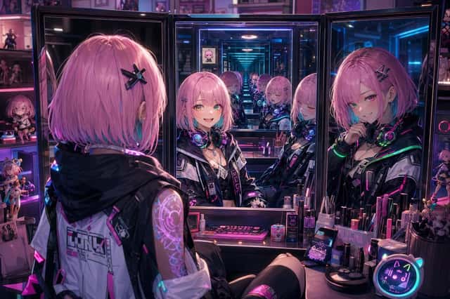 Cyberpunk Anime Vanity Mirror Scene preview