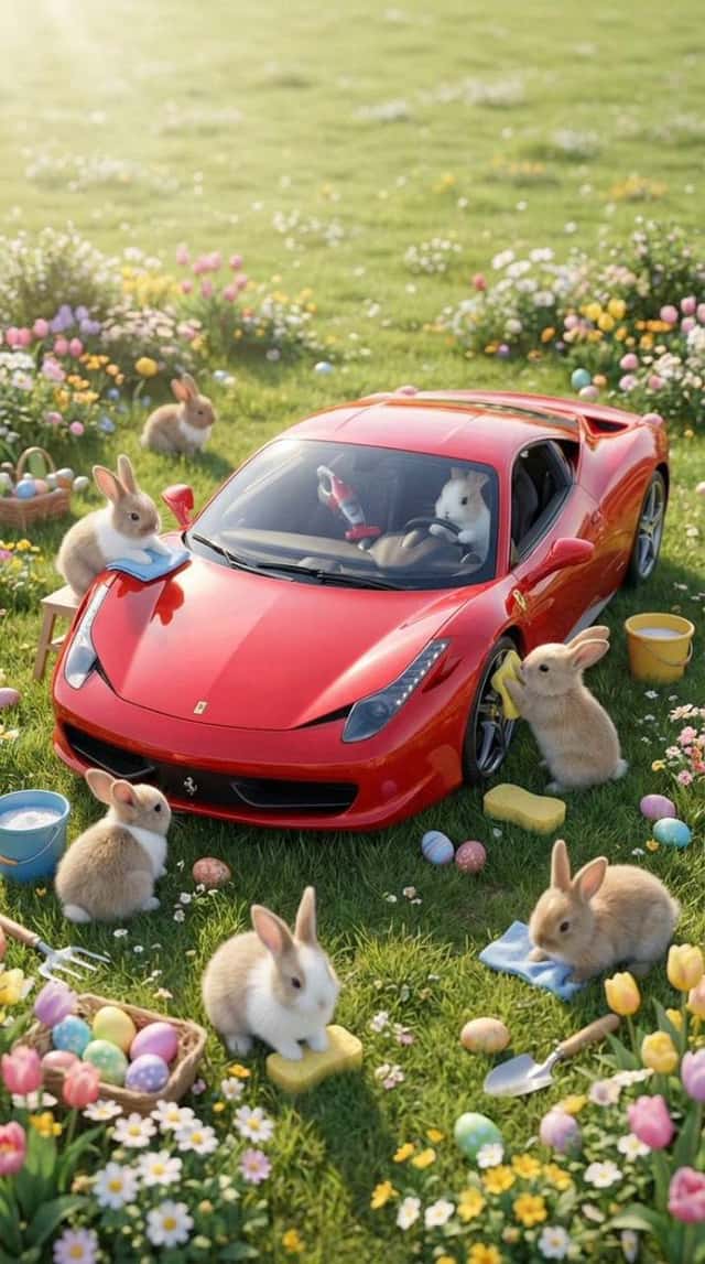Bunnies Detailing a Car preview