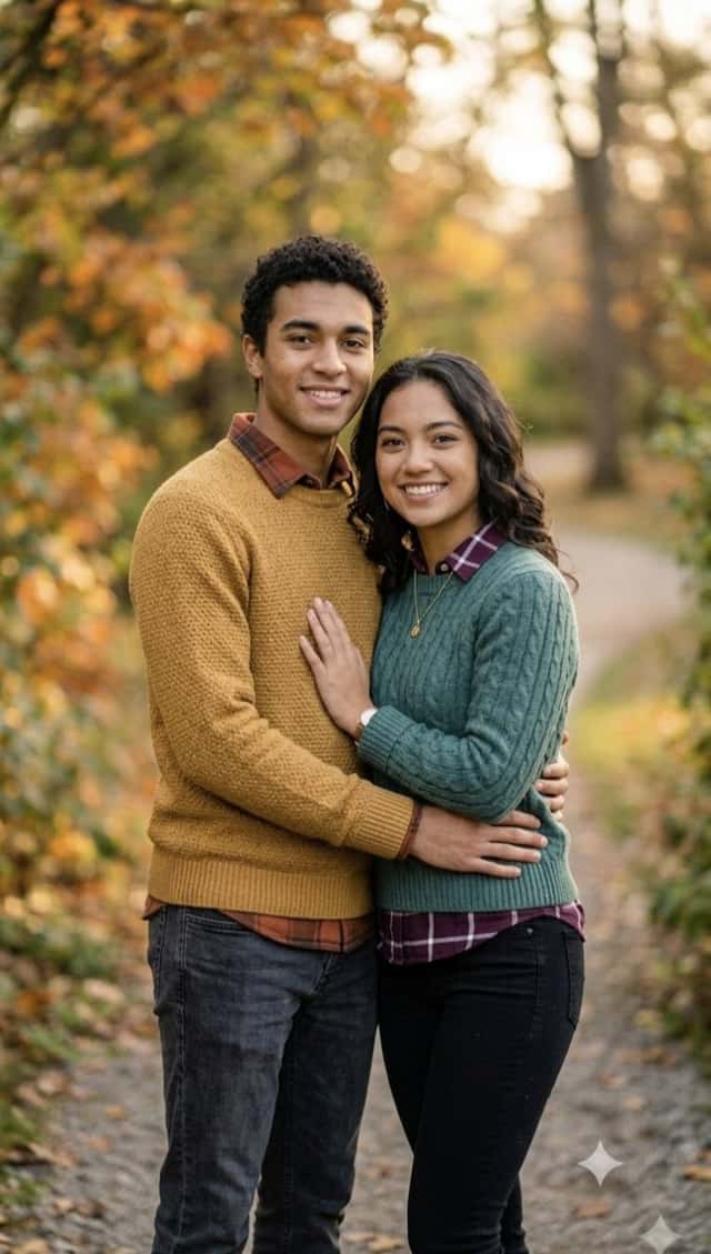 Autumn couple photoshoot in forest preview