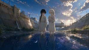 Anime Girls in Starry Flooded Canal preview