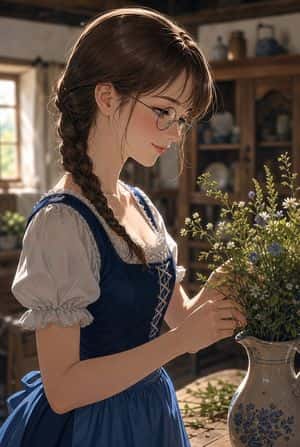 Cottagecore Anime Flower Arrangement preview