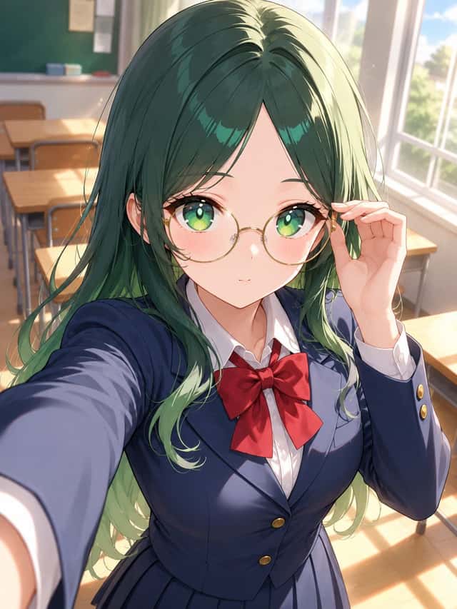 Anime Schoolgirl Selfie in Classroom preview