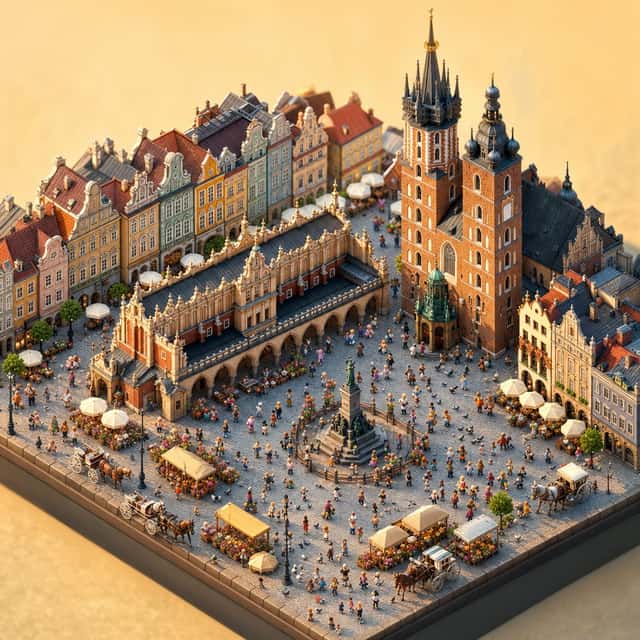 Isometric Krakow Market Square Diorama preview