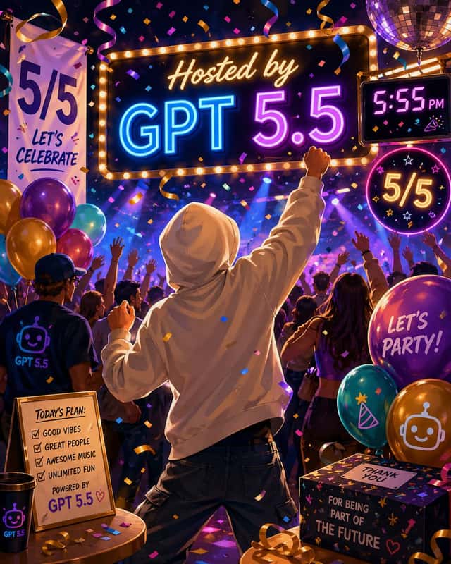 Neon GPT 5.5 Celebration Party preview