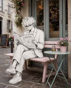 Mixed Media Parisian Cafe Scene preview