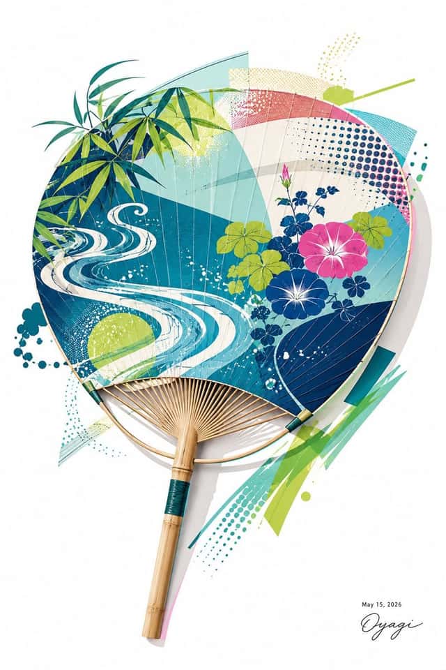 Stylish Japanese Summer Fan Illustration preview