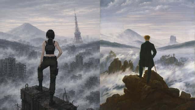 Cyberpunk Wanderer above the Sea of Fog preview