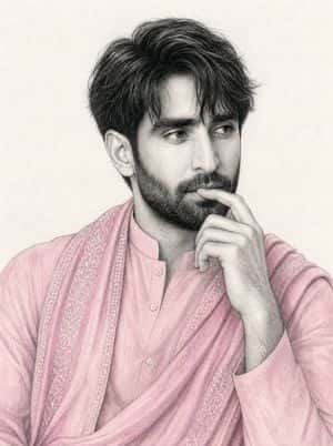 South Asian Man Graphite Drawing preview