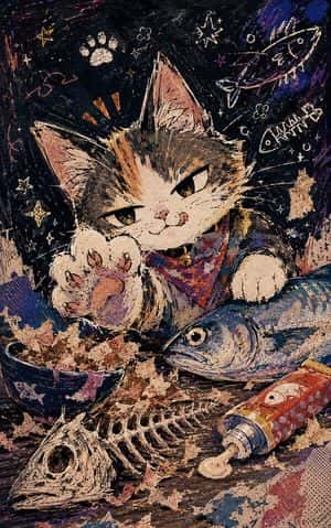 Chalkboard Cat Fish Feast preview