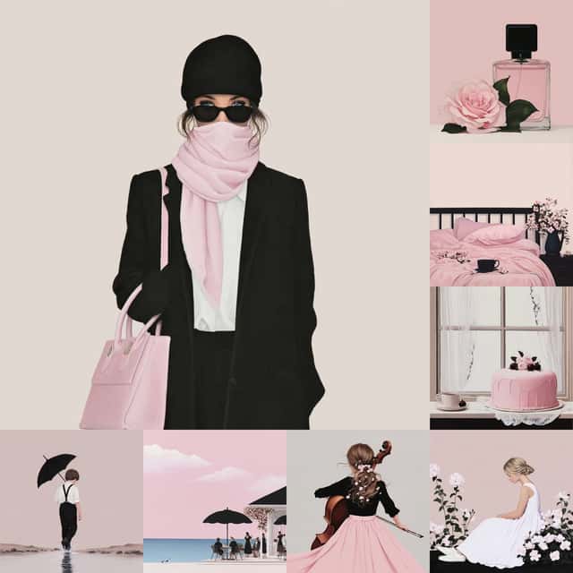 Midjourney Style Reference for Minimalist Pink & Black Fashion Aesthetic preview