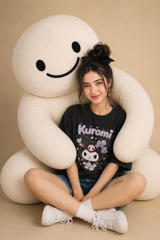 Woman with Giant Plush Mascot preview