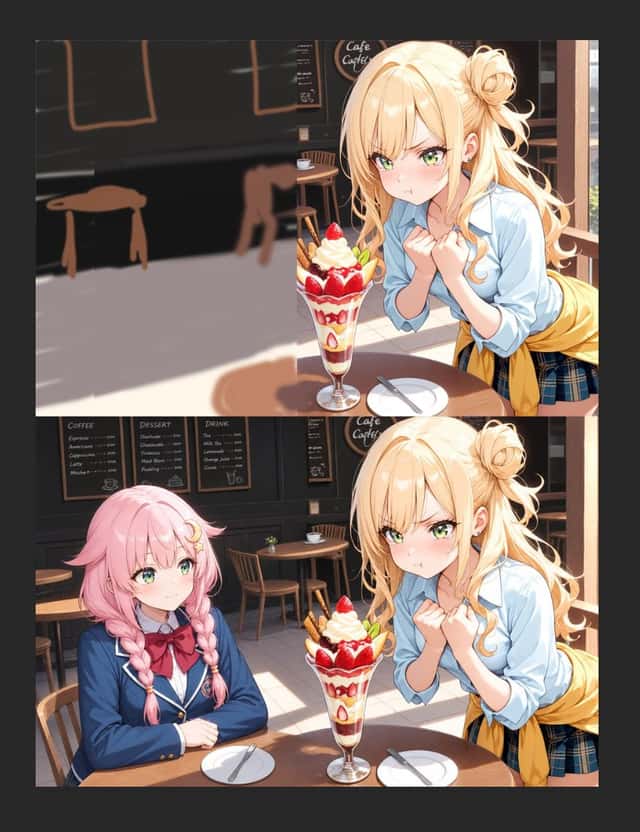 Anime Cafe Two-Panel Comparison preview