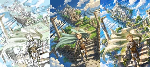 Fantasy Sky Castle Art Evolution Triptych preview