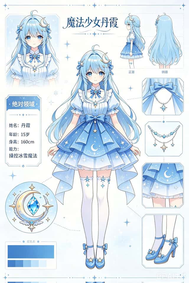 Blue Magical Girl Reference Sheet preview