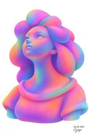 Iridescent Bubble-Hair Bust Portrait preview